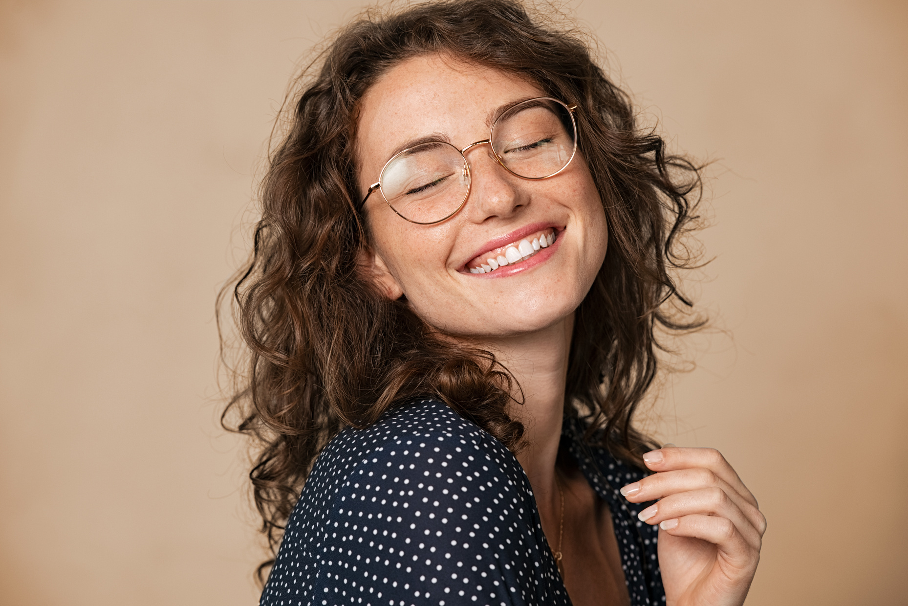 Joyful Natural Young Woman Smiling